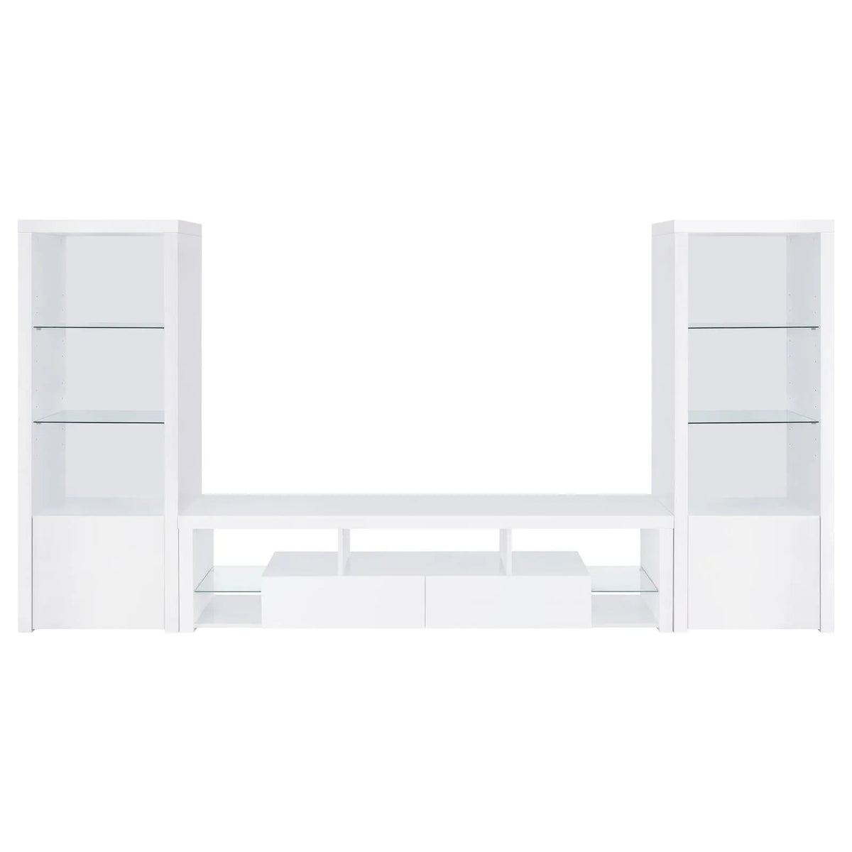 Jude White High Gloss 3-piece Entertainment Center With 71" TV Stand by Coaster at Eve Furniture