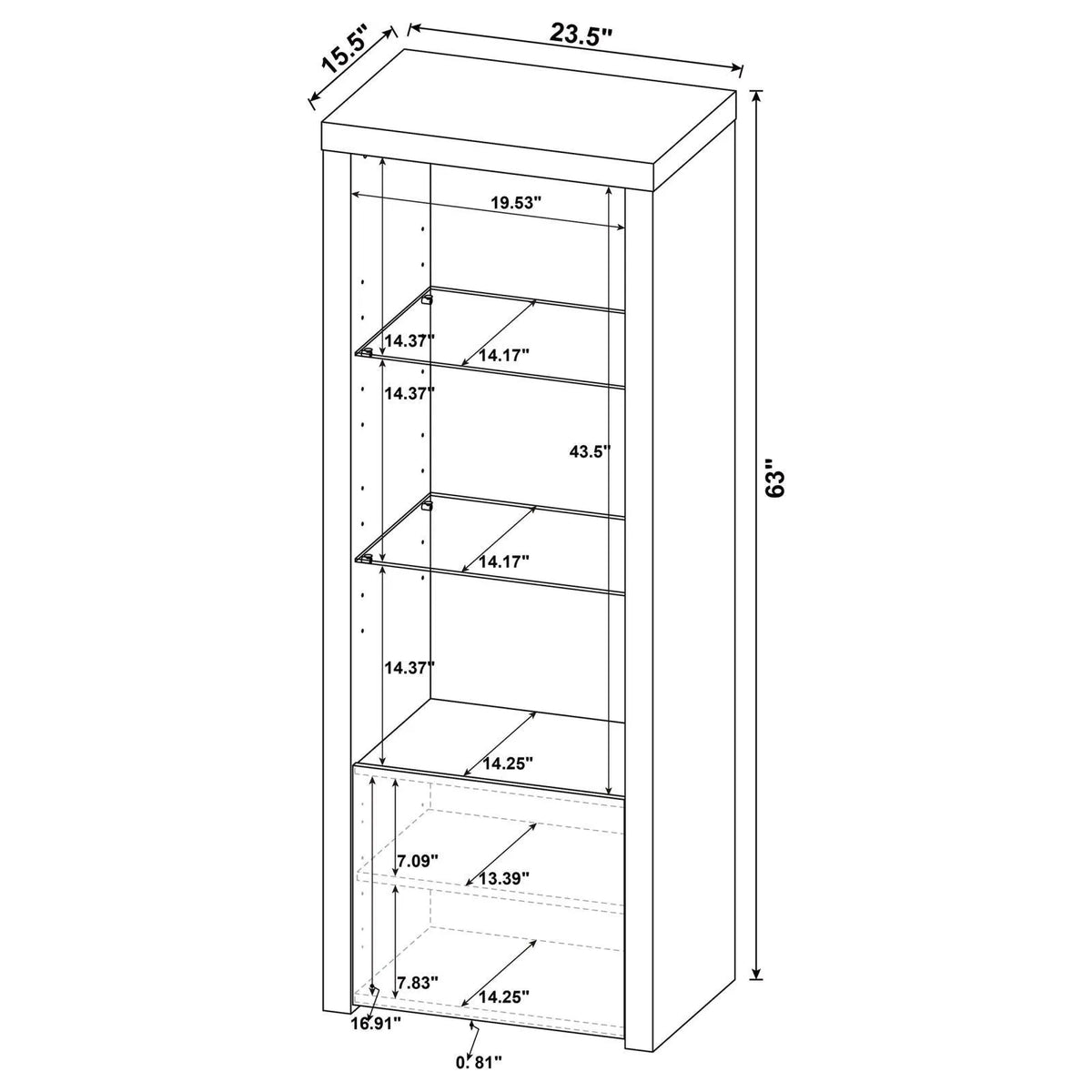 Jude White High Gloss 3-shelf Media Tower With Storage Cabinet by Coaster at Eve Furniture