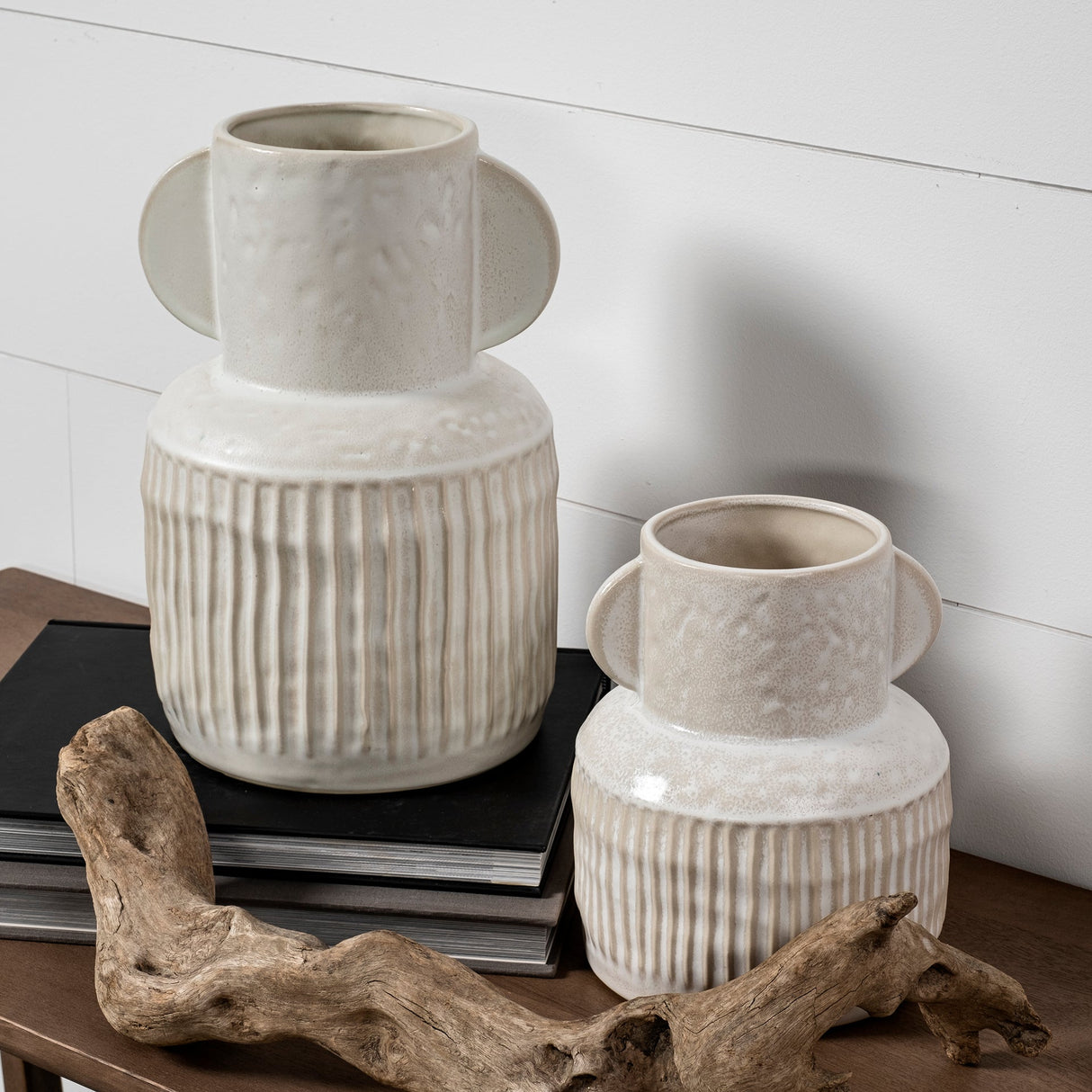 Judy Small Eggshell Ceramic Vase by Mercana at Eve Furniture