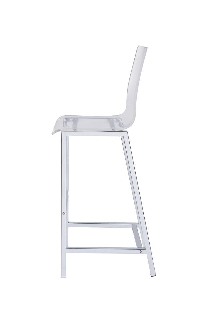 Juelia Chrome/Clear Acrylic Bar Stools, Set of 2 by Coaster at Eve Furniture