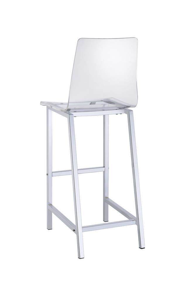 Juelia Chrome/Clear Acrylic Bar Stools, Set of 2 by Coaster at Eve Furniture