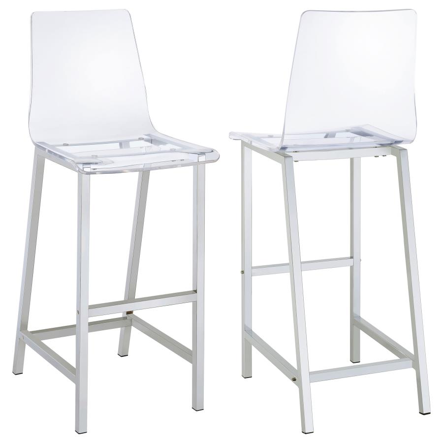 Juelia Chrome/Clear Acrylic Bar Stools, Set of 2 by Coaster at Eve Furniture