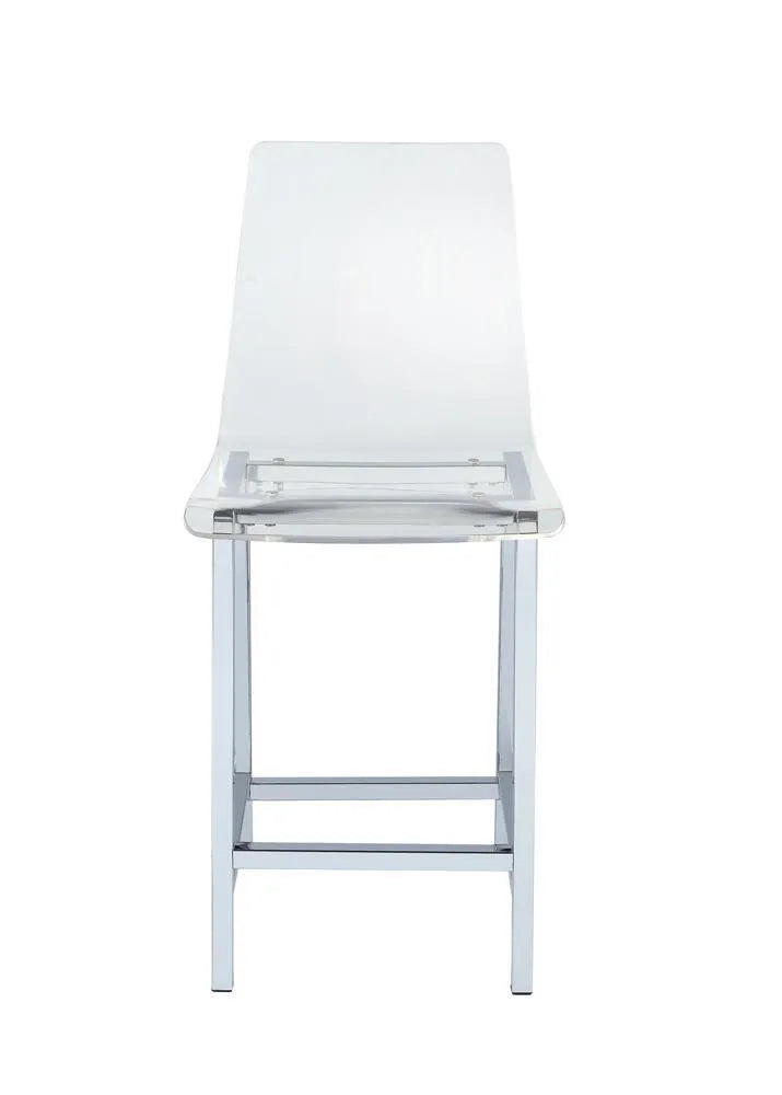Juelia Chrome/Clear Acrylic Counter Height Stools, Set of 2 by Coaster at Eve Furniture