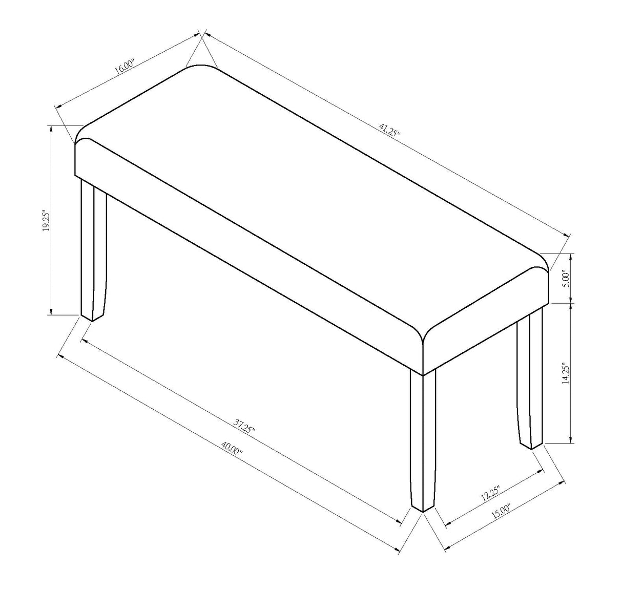 Jules Black and Light Gray Bench by Crown Mark at Eve Furniture