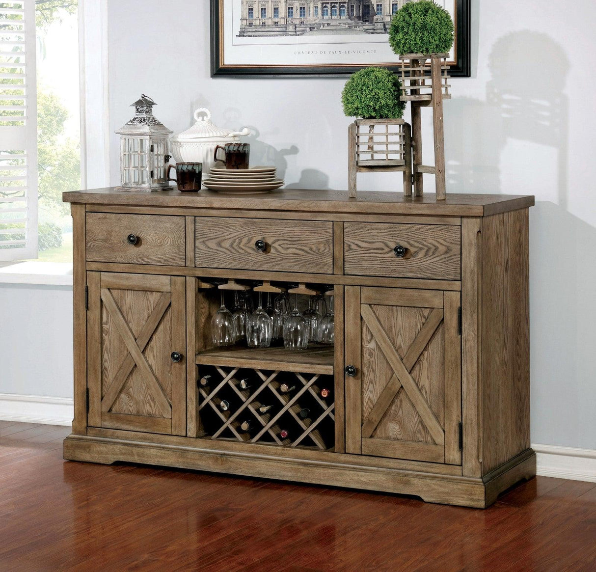 Julia Light Oak Server by Furniture of America at Eve Furniture