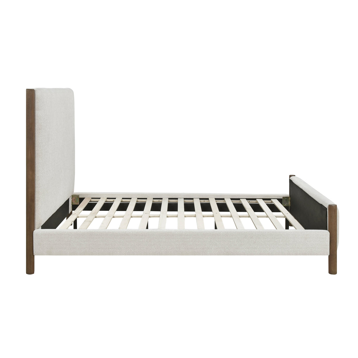 Julian Beige/Caramel Oak California King Upholstered Platform Bed by Homelegance at Eve Furniture