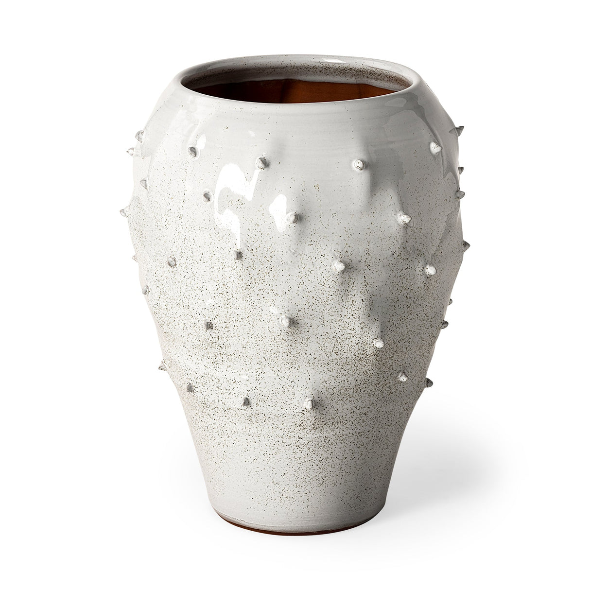 Julian Large Glossy White Ceramic Spoked Vase by Mercana at Eve Furniture