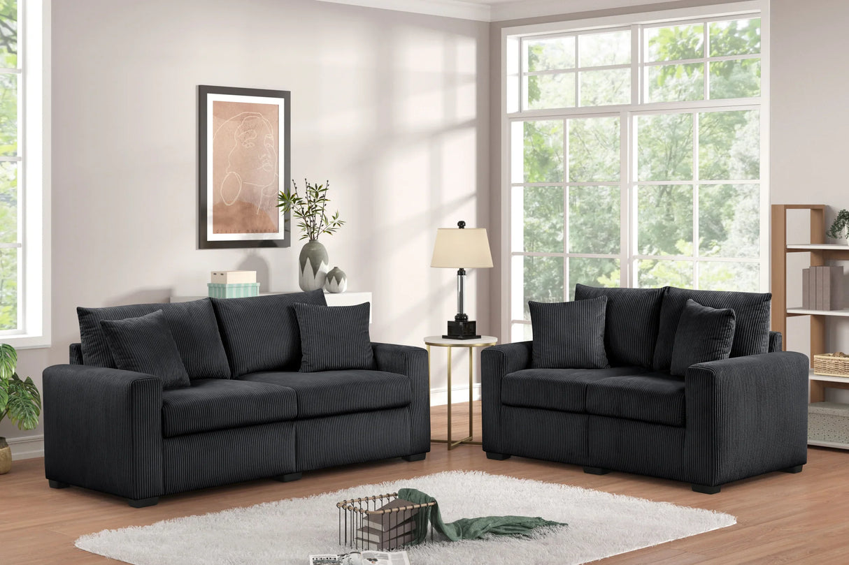 Julio Black Sofa and Loveseat by Happy Homes at Eve Furniture