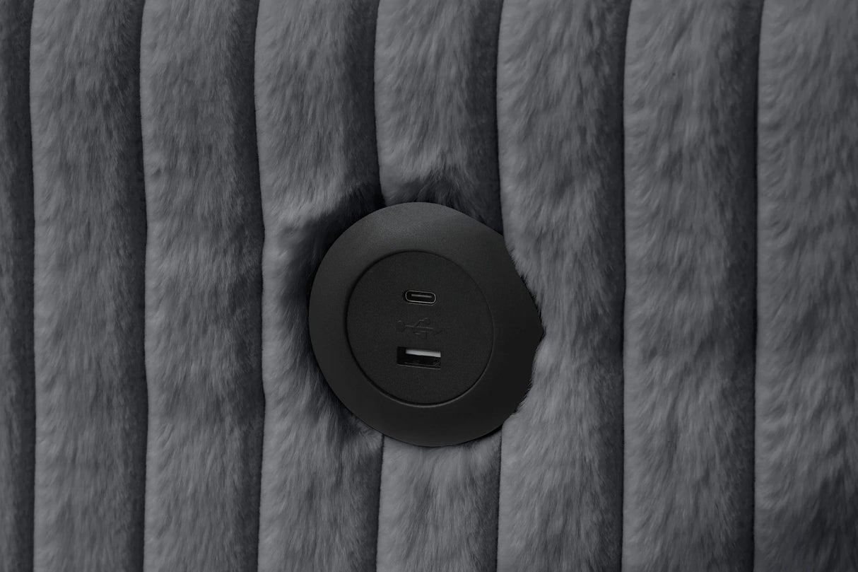 July Charcoal Double Storage Chaise Sectional with Pull Out Bed by Happy Homes at Eve Furniture