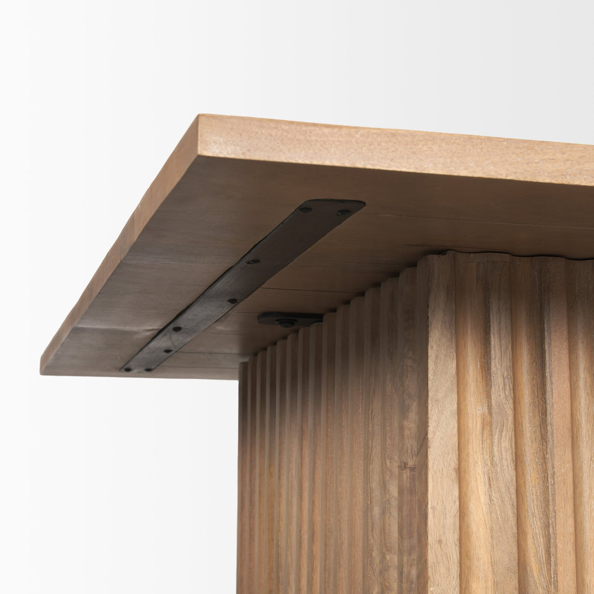 June Light Brown Wood w/ Fluting Square Coffee Table by Mercana at Eve Furniture
