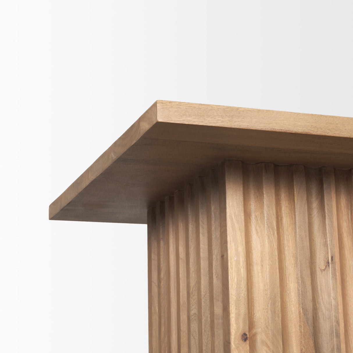 June Light Brown Wood w/ Fluting Square Side Table by Mercana at Eve Furniture