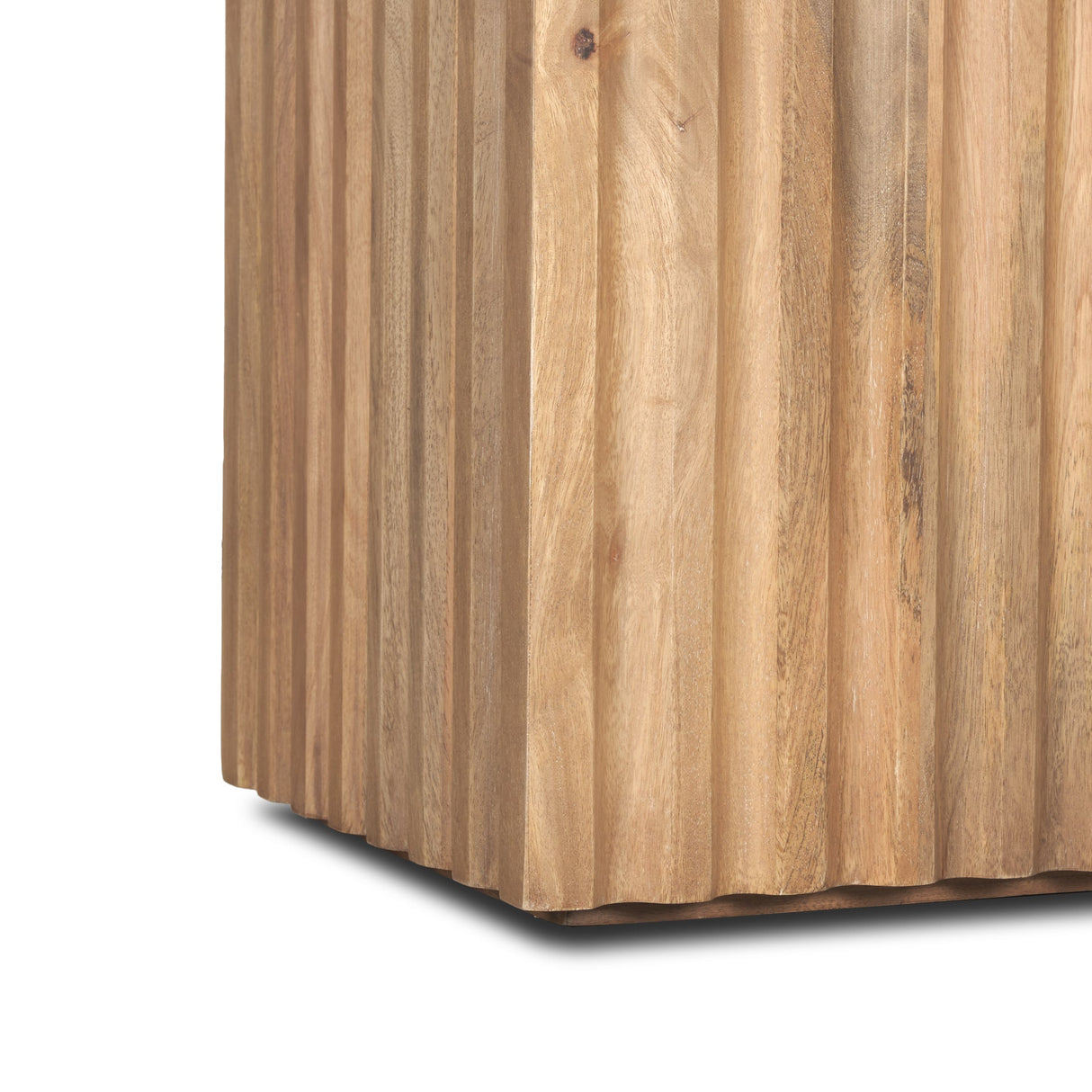 June Light Brown Wood w/ Fluting Square Side Table by Mercana at Eve Furniture