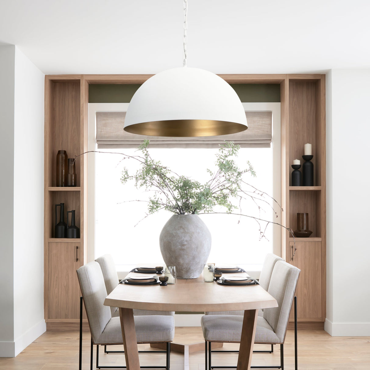 Juniper 36" Round White Dome Pendant Light by Mercana at Eve Furniture