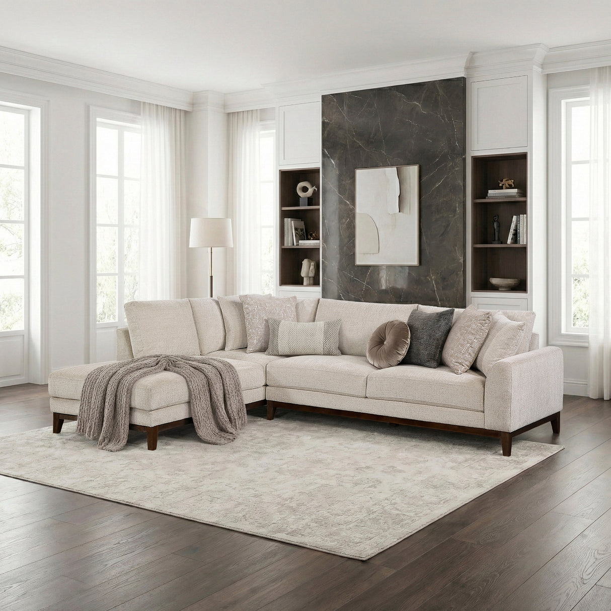 Juniper Taupe Chenille 2-Piece Sectional with Left Chaise by Homelegance at Eve Furniture