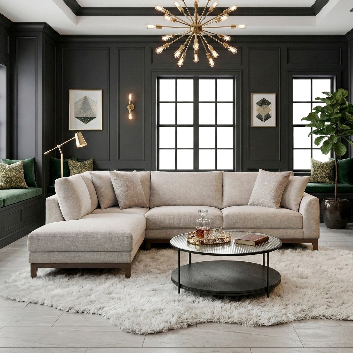 Juniper Taupe Chenille 2-Piece Sectional with Left Chaise by Homelegance at Eve Furniture