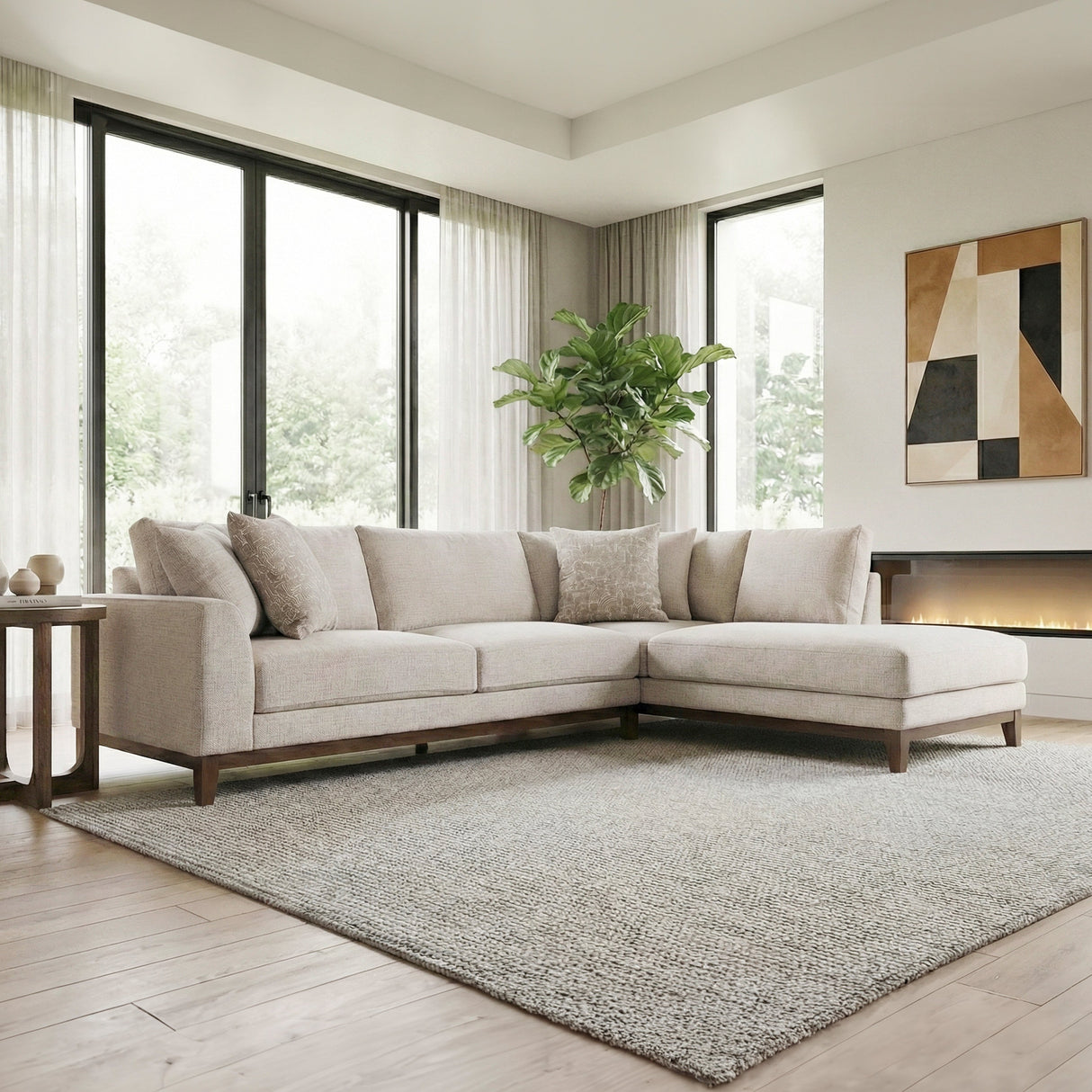 Juniper Taupe Chenille 2-Piece Sectional with Right Chaise by Homelegance at Eve Furniture