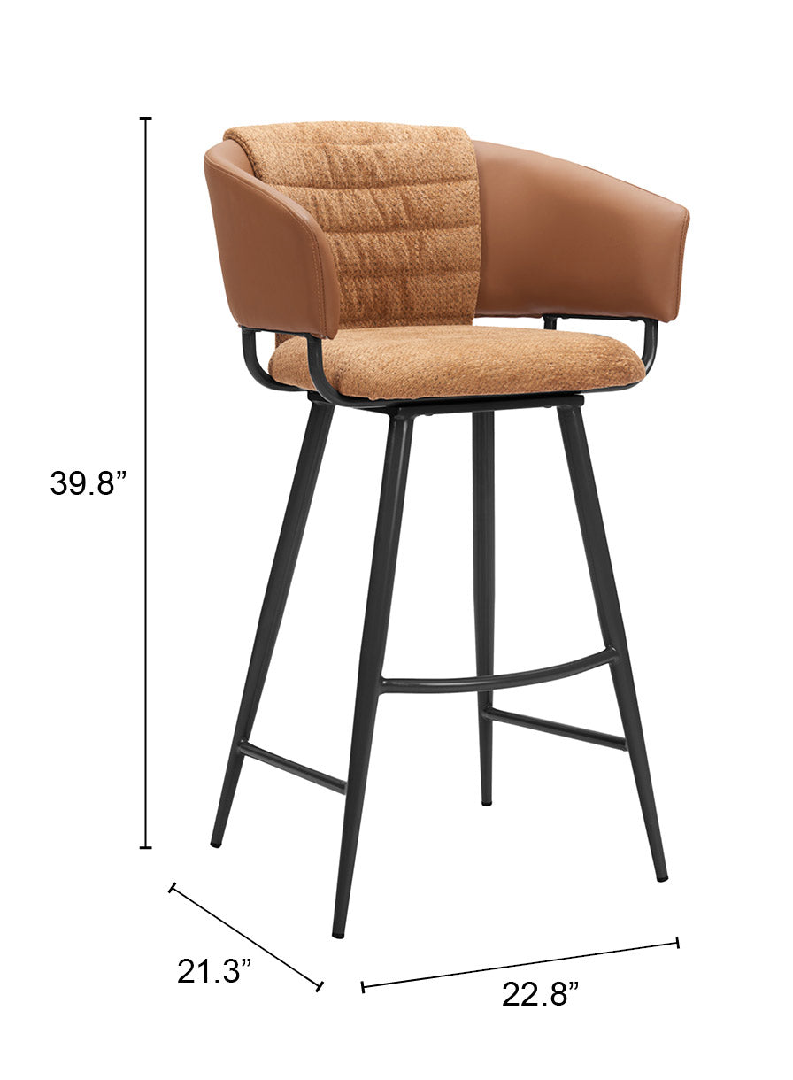 Juno Brown Barstool (Set of 2) by Zuomod at Eve Furniture