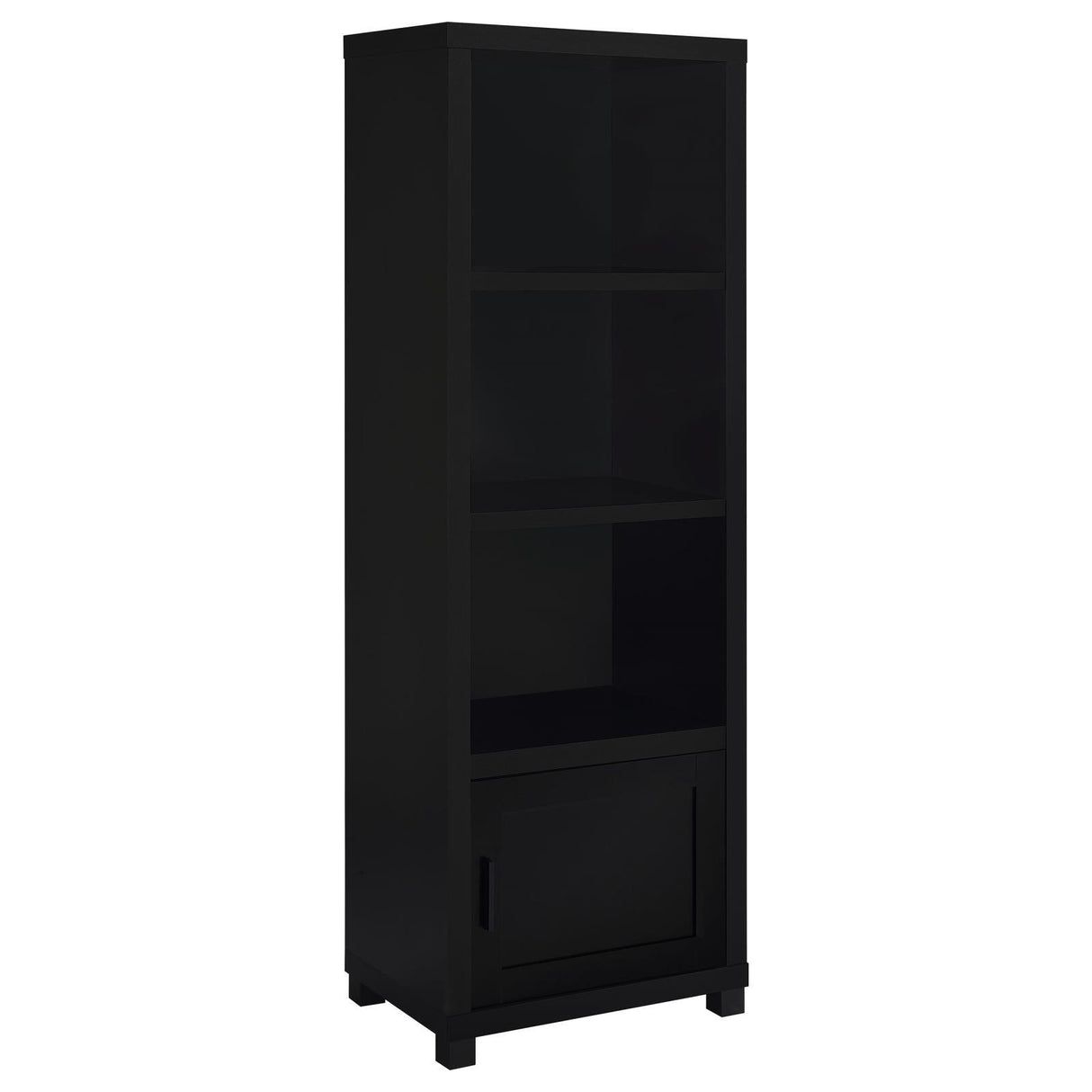 Jupiter Black 3-shelf Media Tower Bookcase with Storage Cabinet by Coaster at Eve Furniture