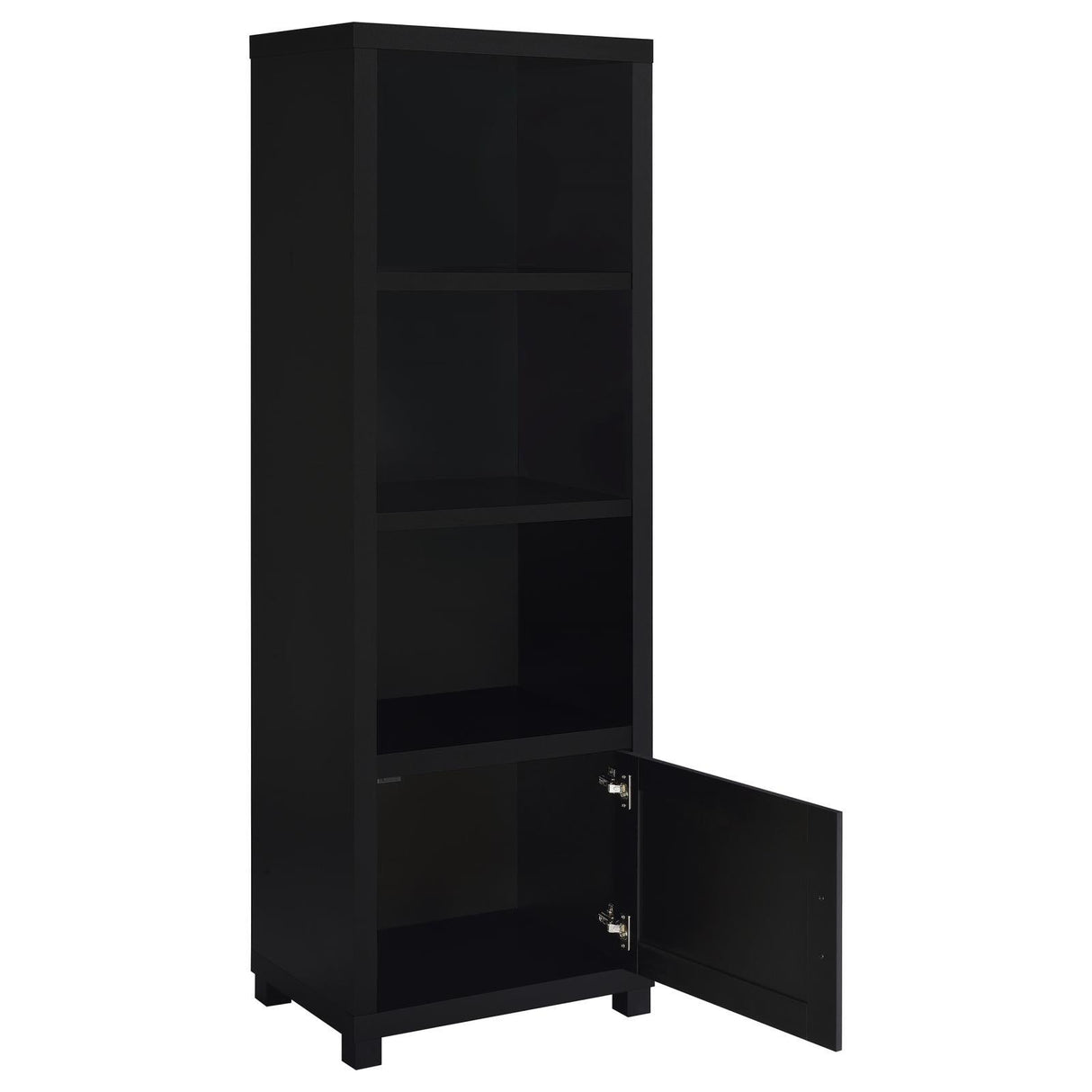Jupiter Black 3-shelf Media Tower Bookcase with Storage Cabinet by Coaster at Eve Furniture