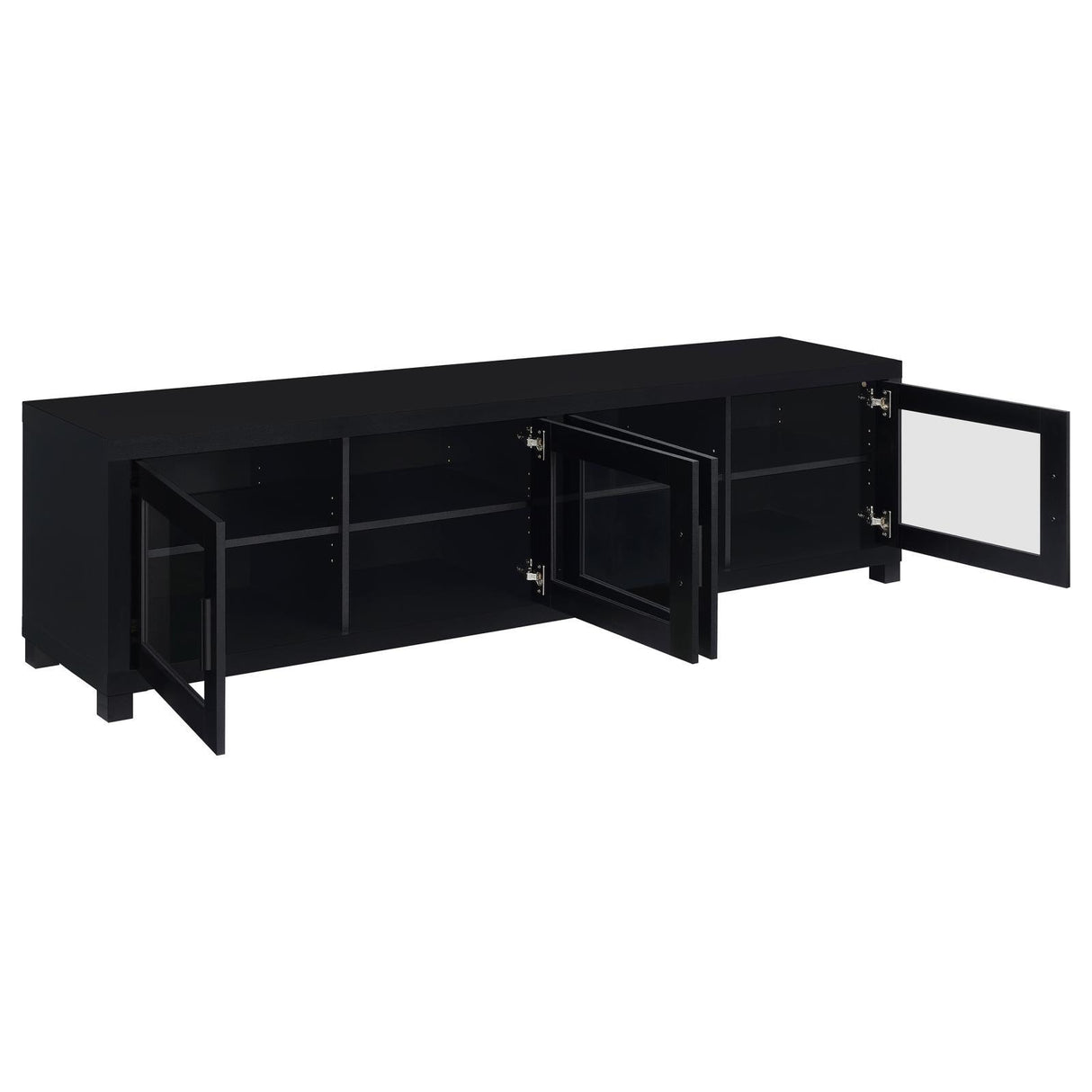 Jupiter Black 4-door 79" TV Stand Media Console with Framed Glass Panels by Coaster at Eve Furniture
