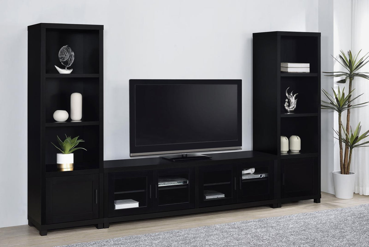 Jupiter Black 4-door 79" TV Stand Media Console with Framed Glass Panels by Coaster at Eve Furniture
