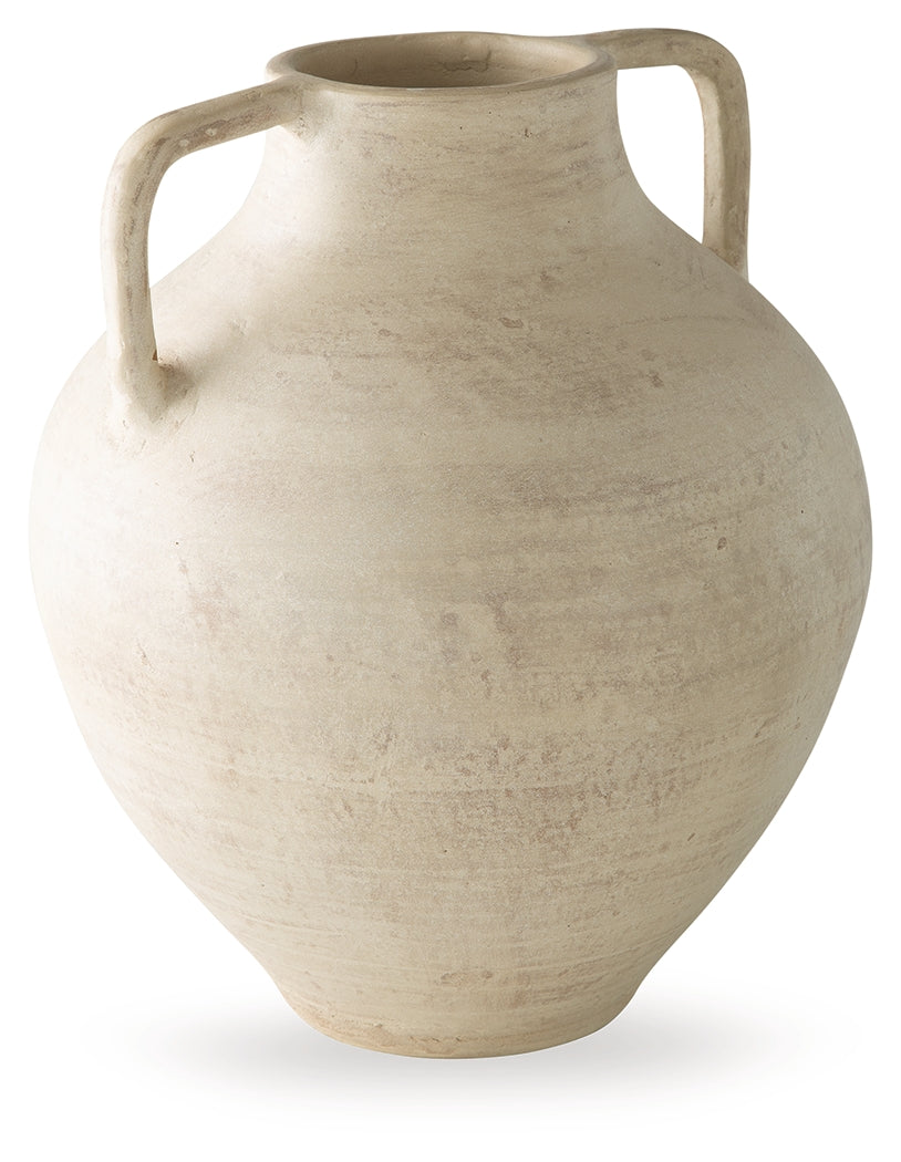 Justy Antique Beige Vase by Ashley at Eve Furniture