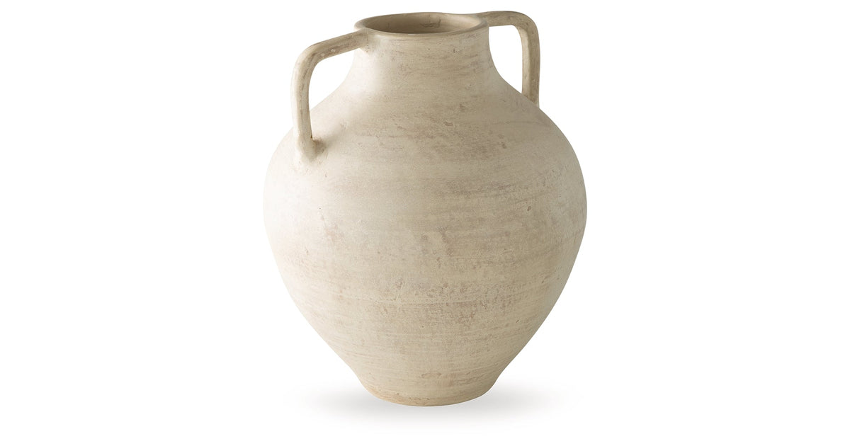 Justy Antique Beige Vase by Ashley at Eve Furniture