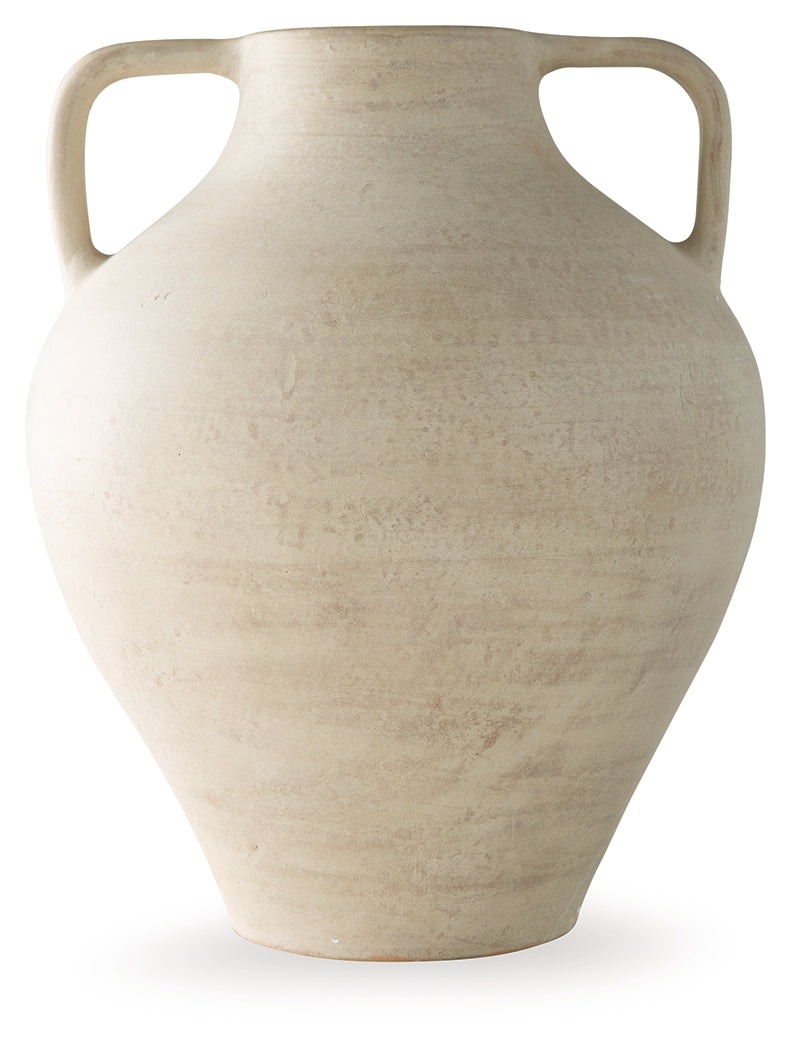 Justy Antique Beige Vase by ASHLEY FURNITURE at Eve Furniture