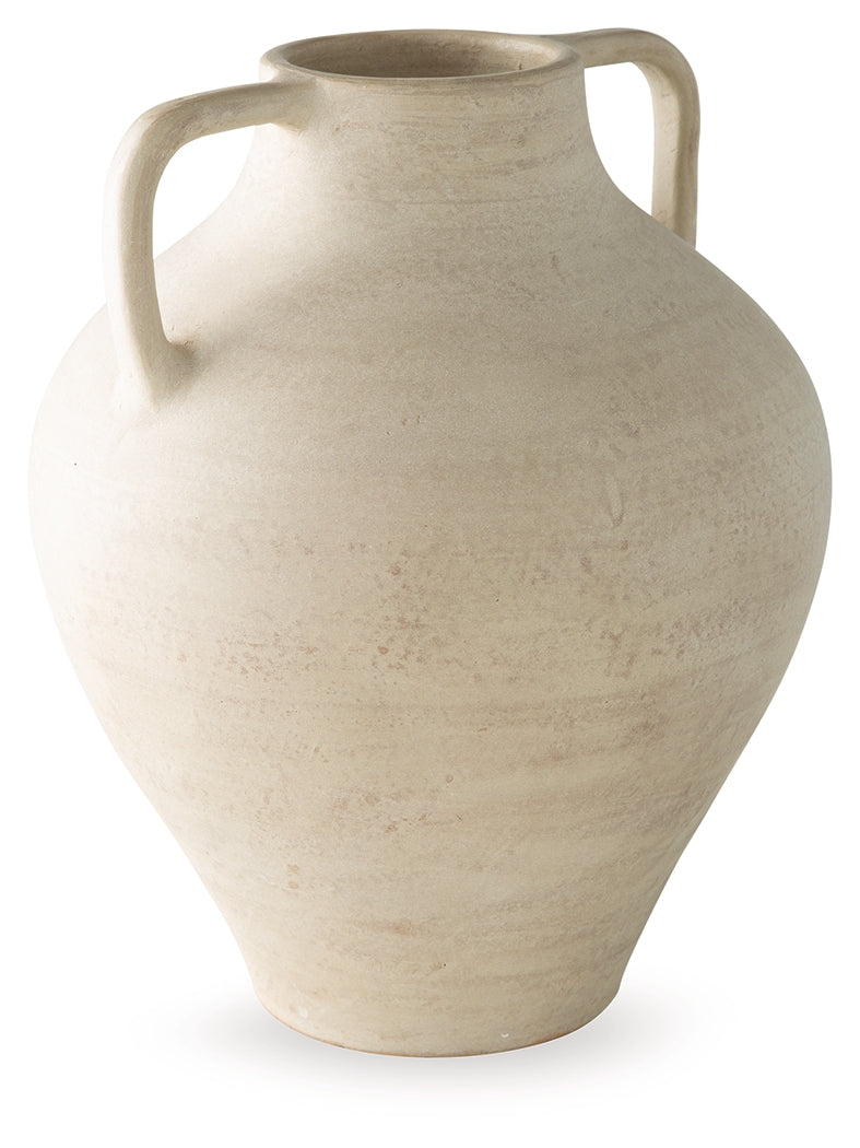 Justy Antique Beige Vase by ASHLEY FURNITURE at Eve Furniture