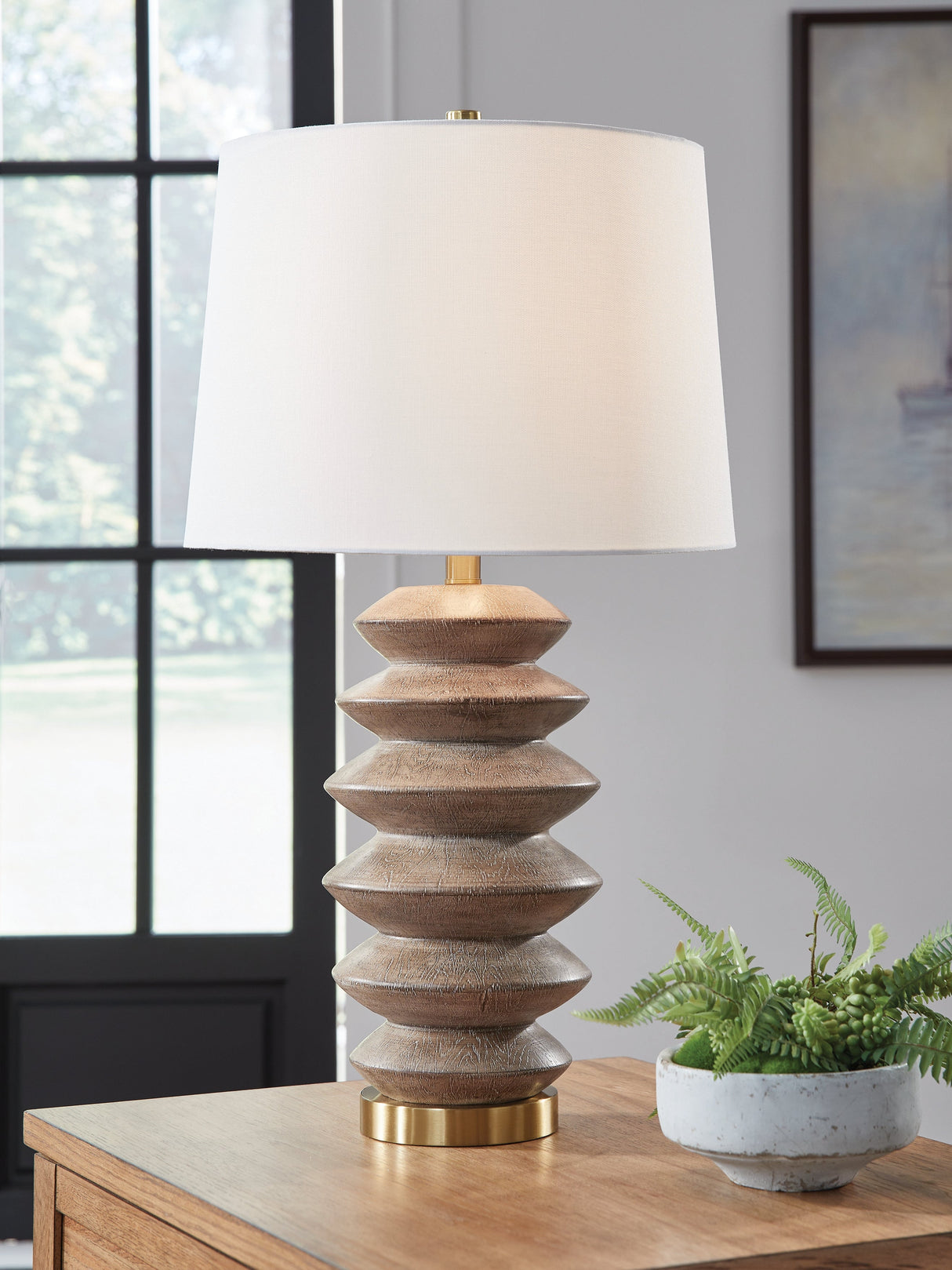 Jyllyard Brown/Gold Finish Table Lamp by Ashley at Eve Furniture
