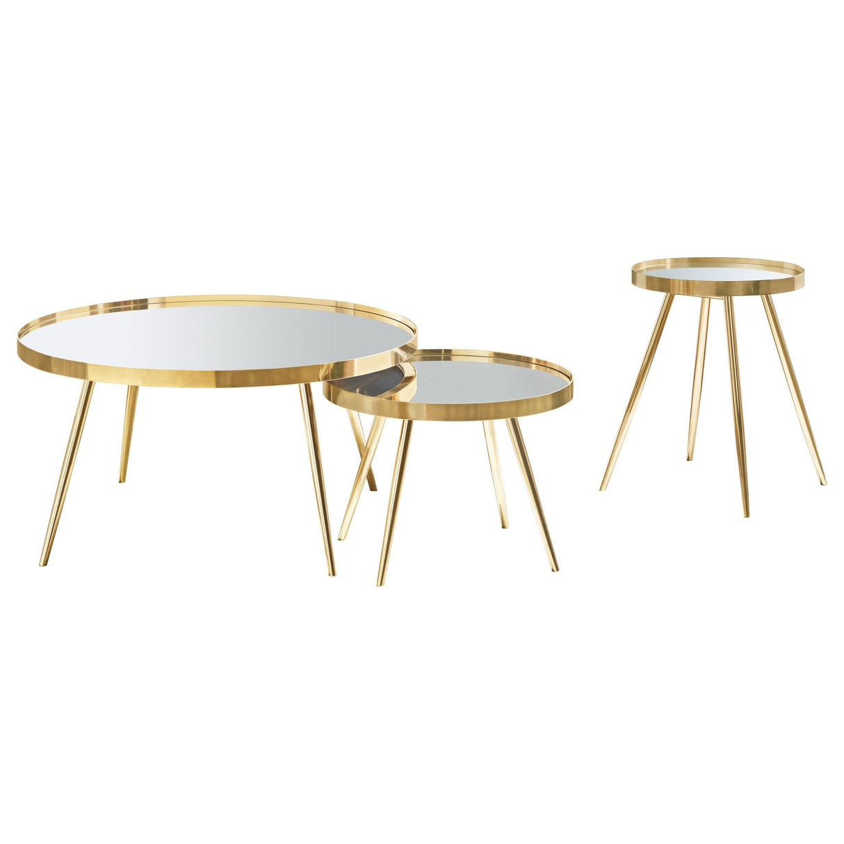 Kaelyn Gold 3-Piece Round Coffee and End Table Set by Coaster at Eve Furniture