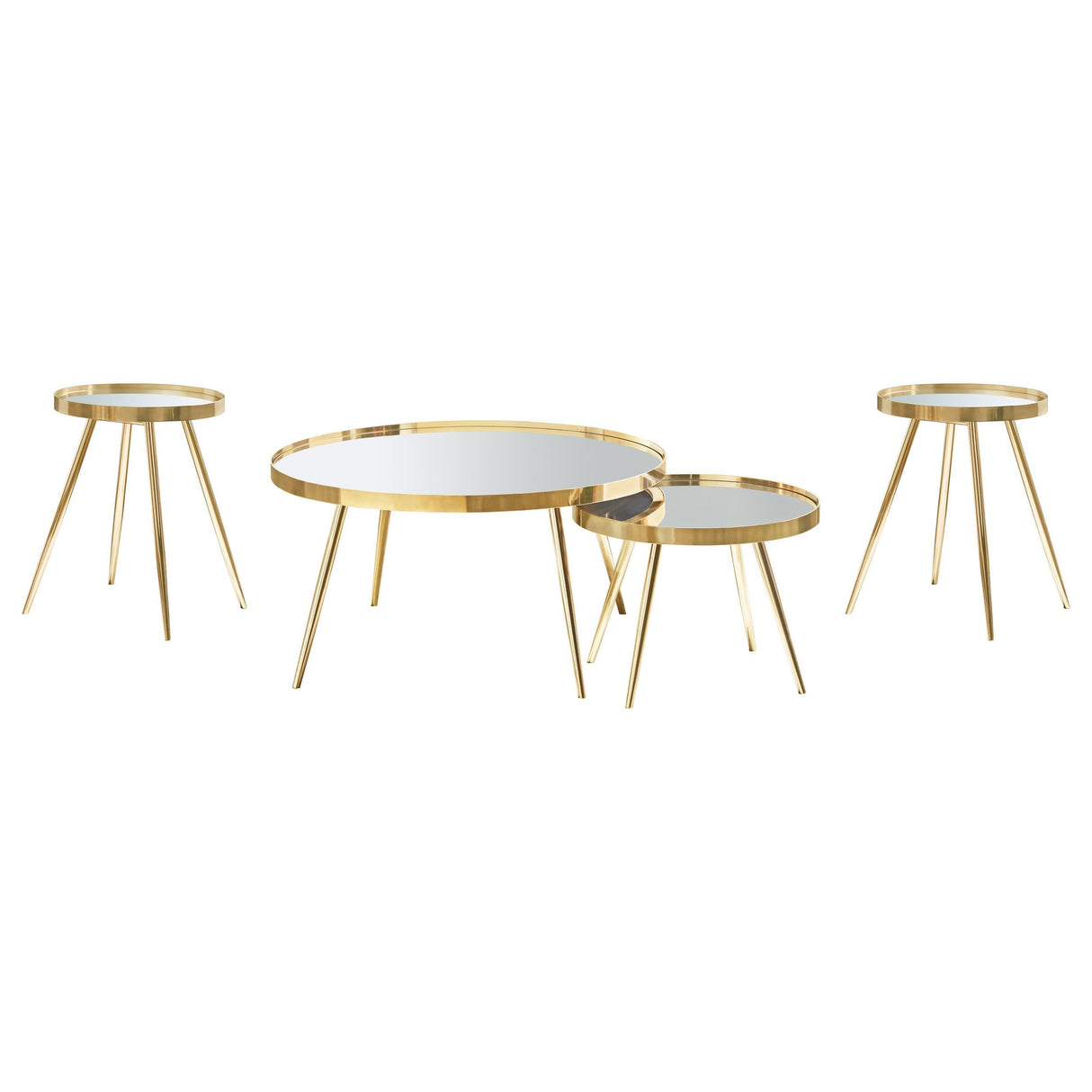 Kaelyn Gold 4-Piece Round Coffee and End Table Set by Coaster at Eve Furniture