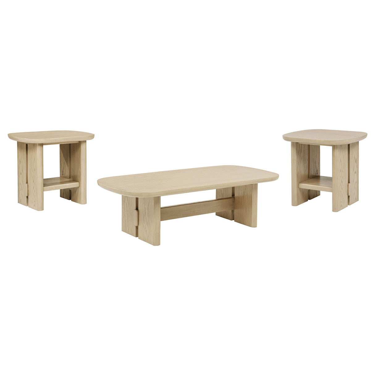 Kailani Beige Oak 3-piece Coastal Coffee and End Table Set by Coaster at Eve Furniture