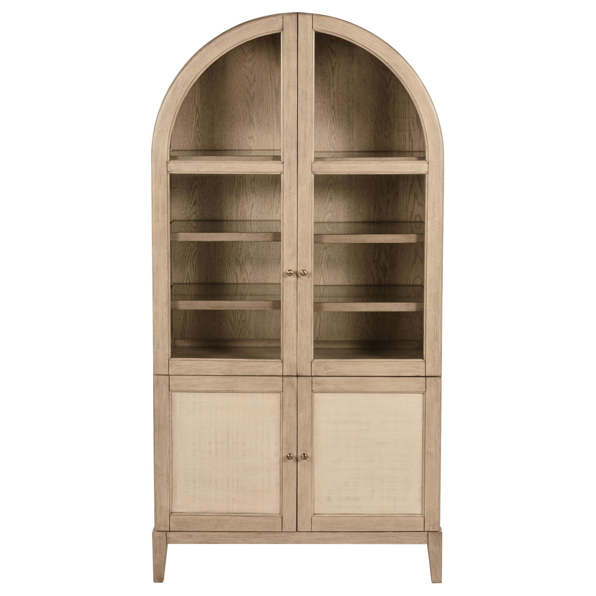 Kailani Beige Oak 4-Door Cane Dining Vitrine Display Cabinet by Coaster at Eve Furniture