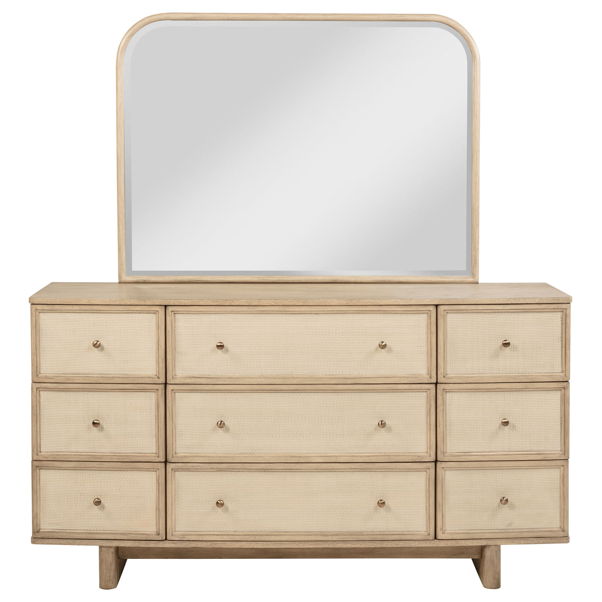 Kailani Beige Oak 9-drawer Dresser and Mirror by Coaster at Eve Furniture