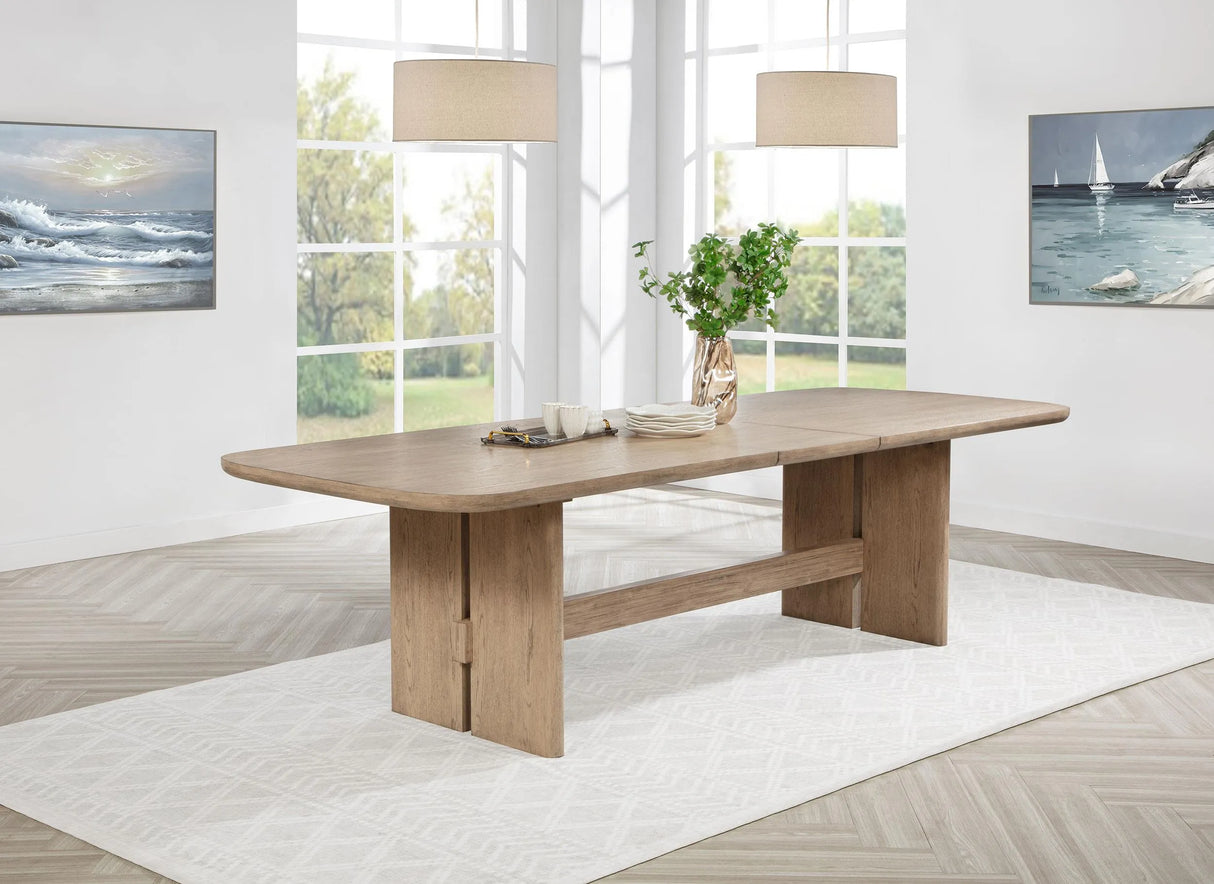 Kailani Beige Oak Rectangular Wood Dining Table by Coaster at Eve Furniture
