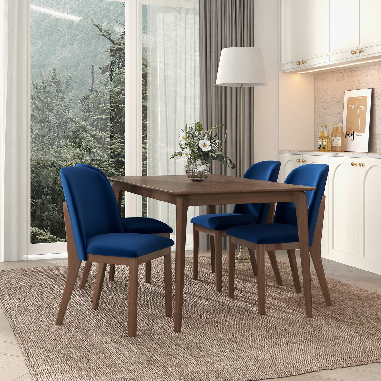 Kaitlyn Navy Blue Velvet Dining Chair (Set Of 2) by Ashcroft Imports at Eve Furniture