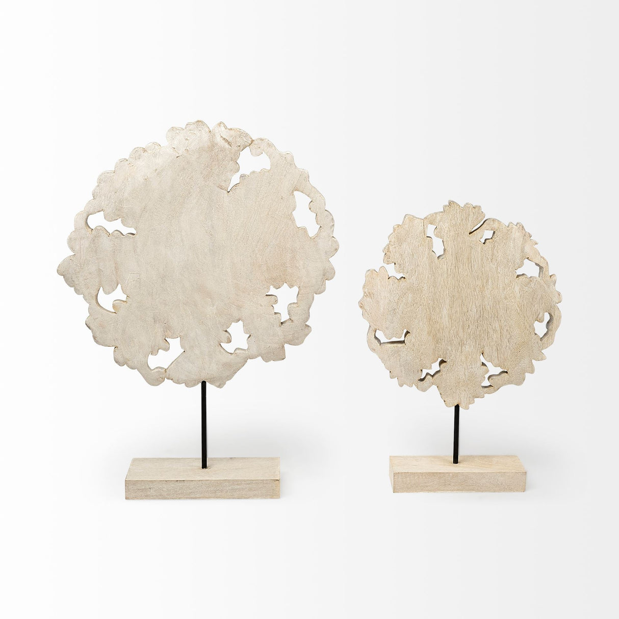 Kamara I (Small) White Washed Wood W/Antiqued Silver Botanical Decorative Object by Mercana at Eve Furniture