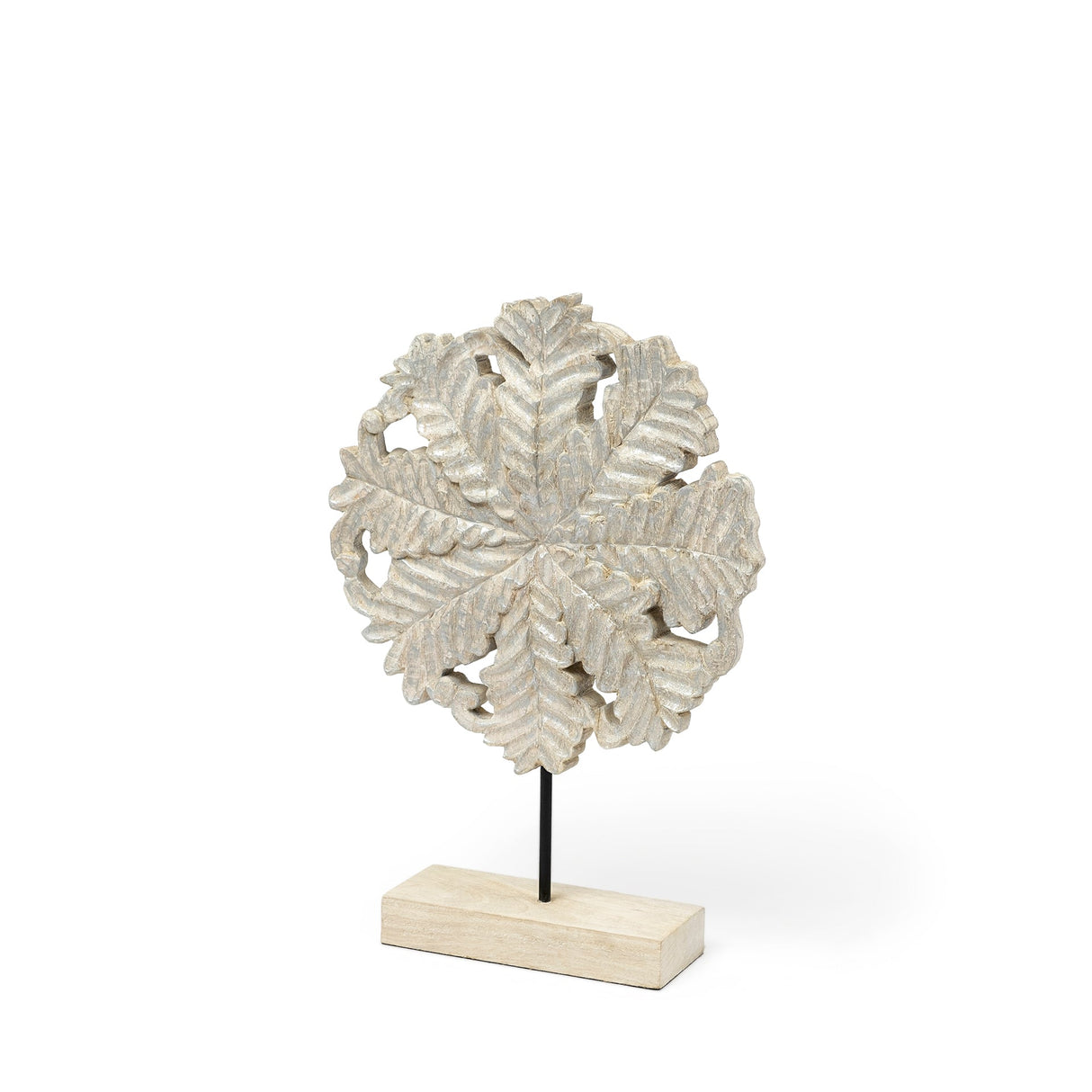 Kamara I (Small) White Washed Wood W/Antiqued Silver Botanical Decorative Object by Mercana at Eve Furniture