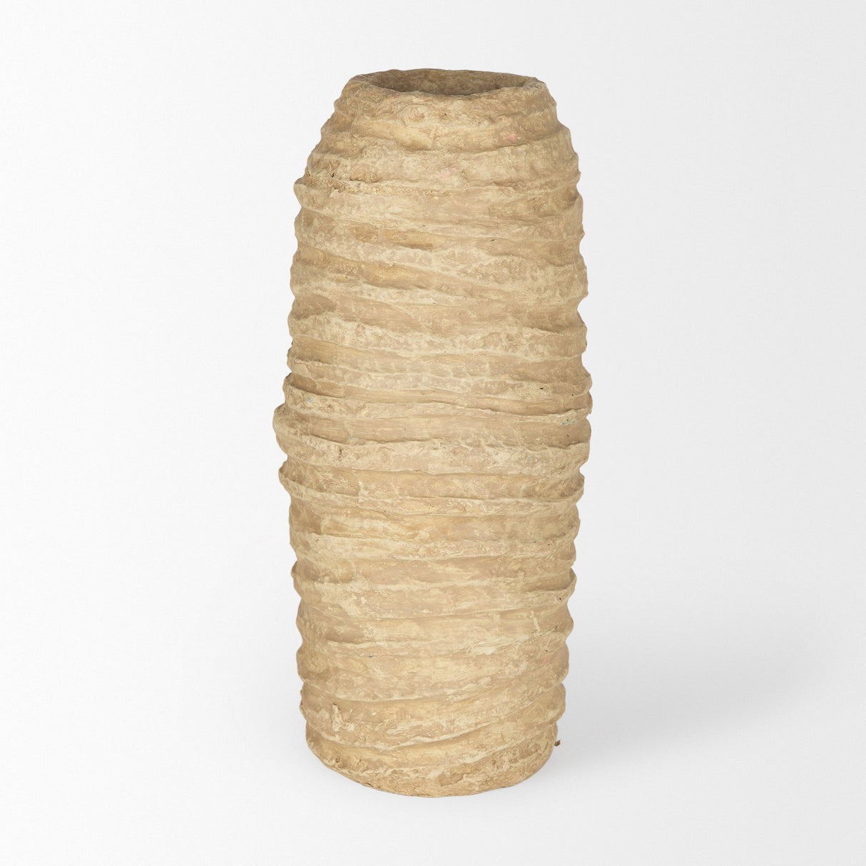 Kamli Large Beige Paper Mache Vase by Mercana at Eve Furniture
