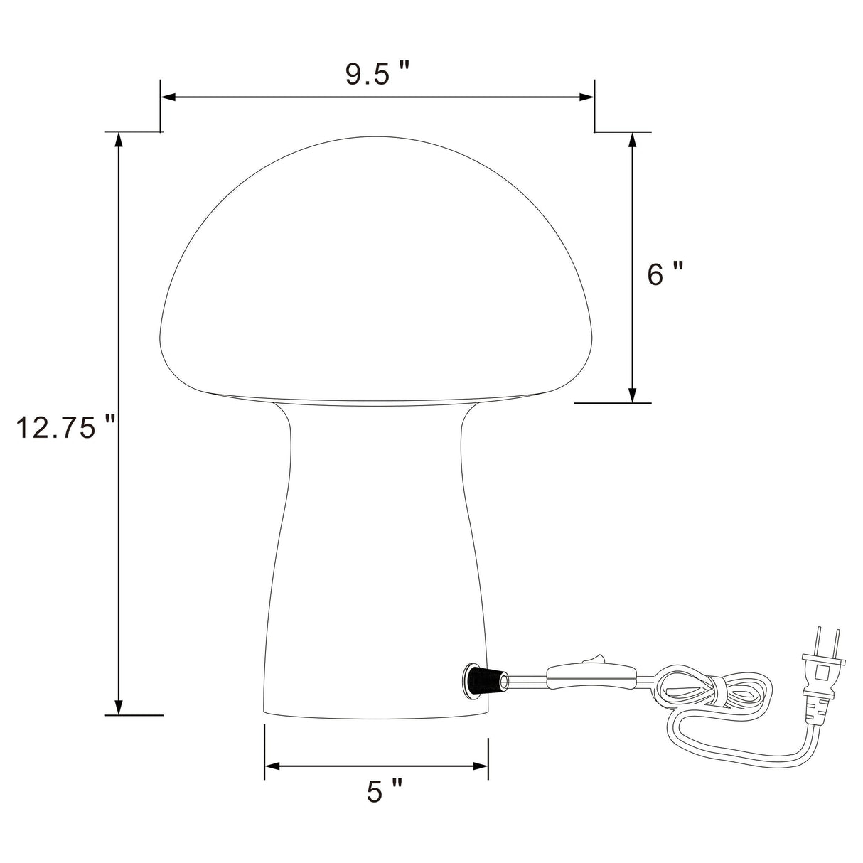 Kanaby White Mushroom Shaped Glass Bedside Table Lamp by Coaster at Eve Furniture