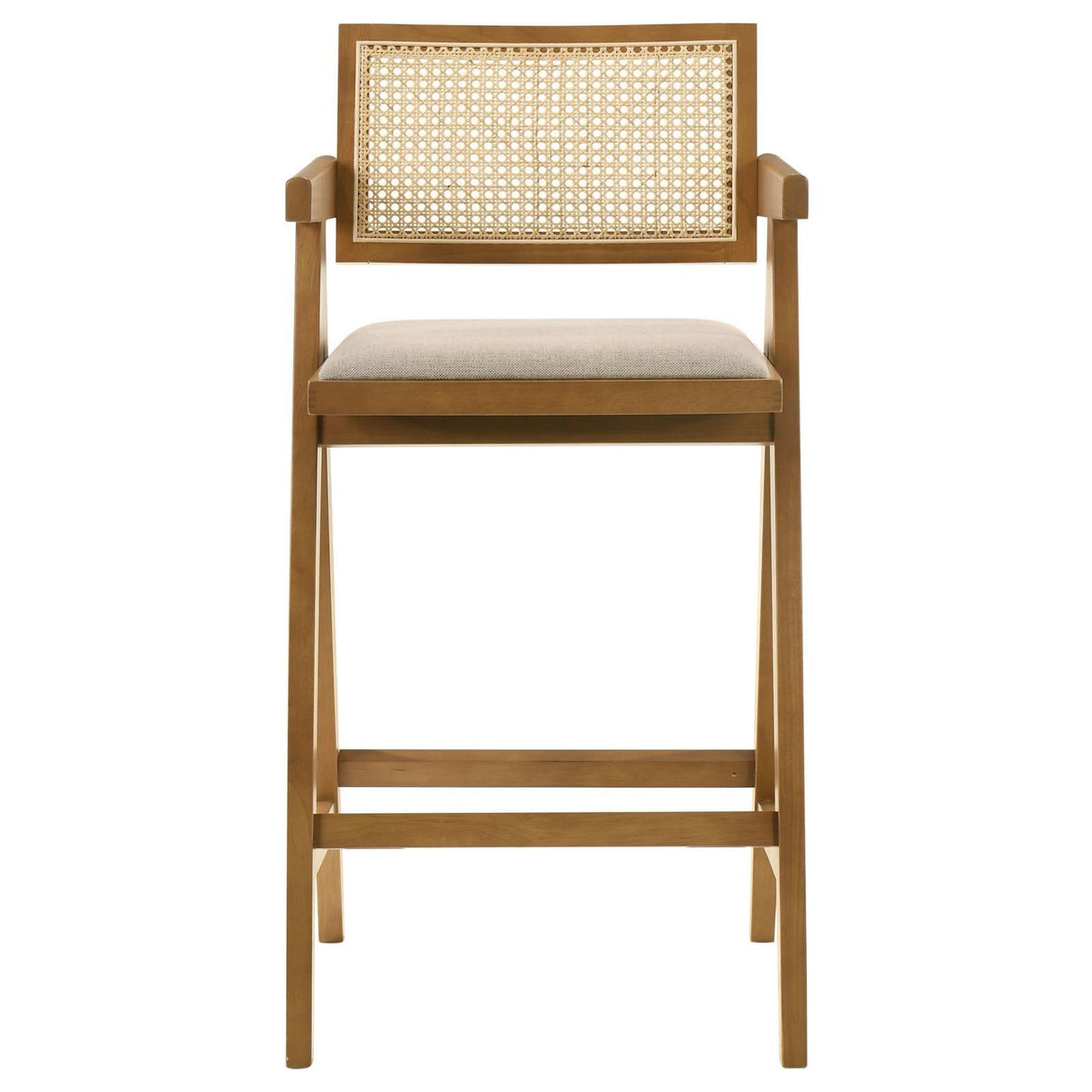 Kane Back and Light Walnut Solid Wood Bar Stool with Woven Rattan Upholstered Seat (Set of 2) by Coaster at Eve Furniture