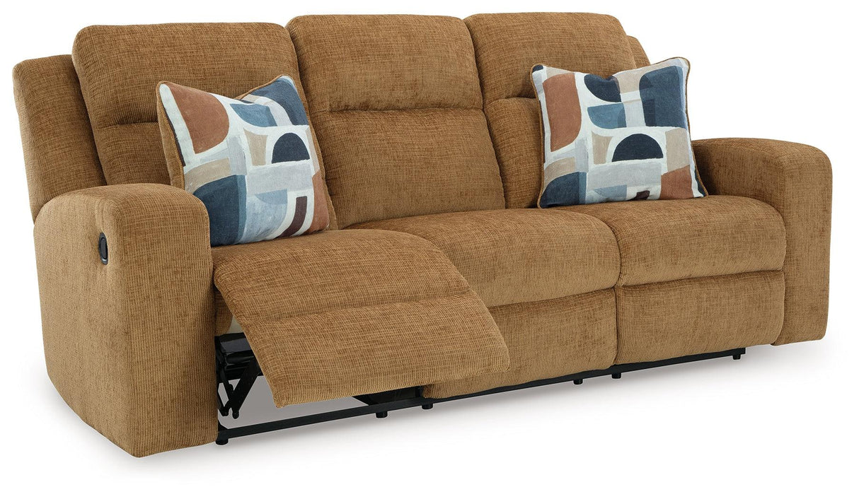 Kanlow Honey Manual Reclining Sofa by Ashley at Eve Furniture