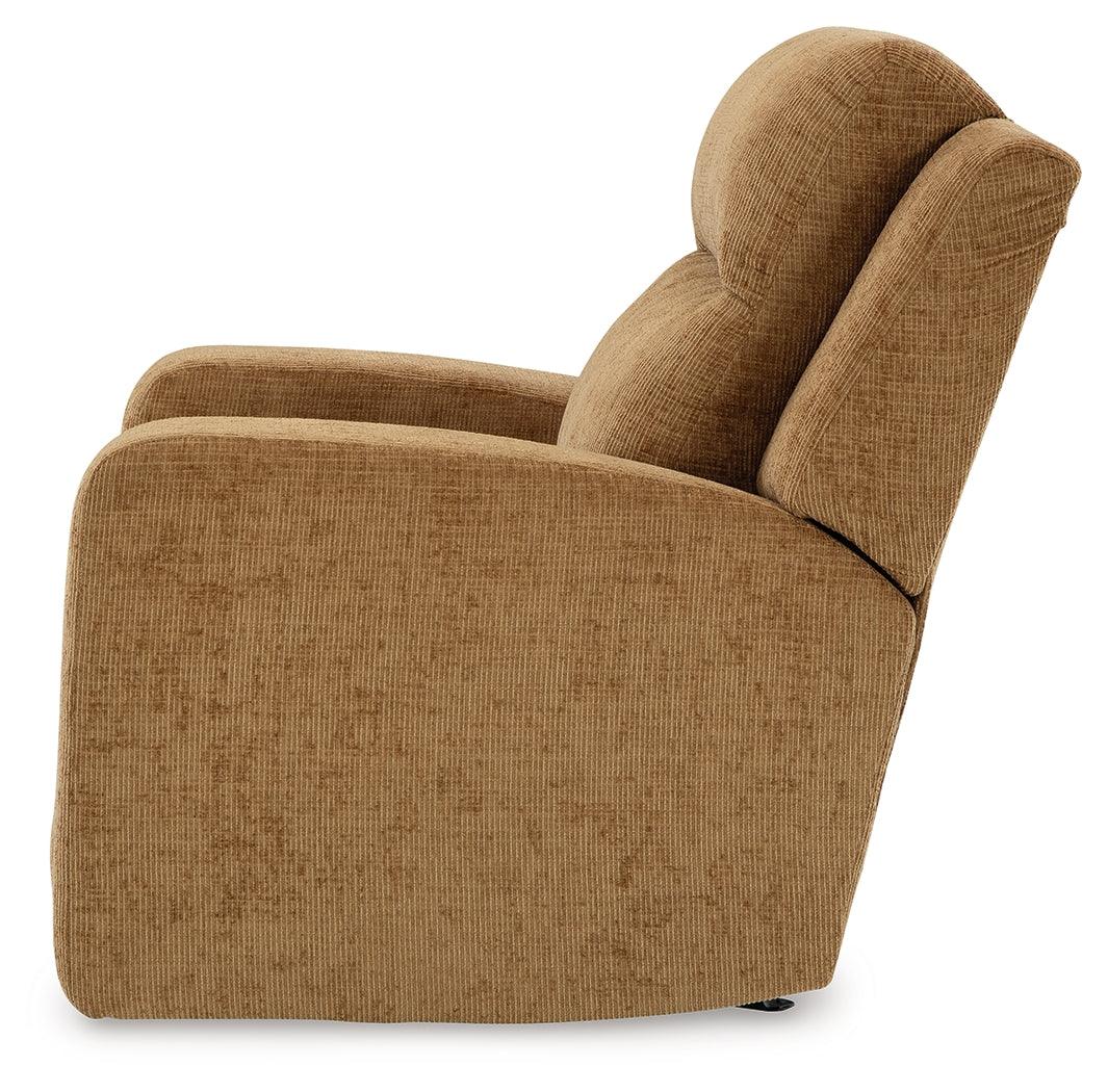 Kanlow Honey Manual Rocker Recliner by Ashley at Eve Furniture