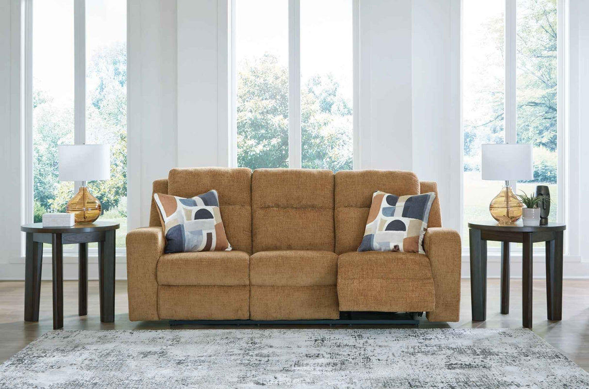 Kanlow Honey Reclining Sofa and Loveseat by Ashley at Eve Furniture