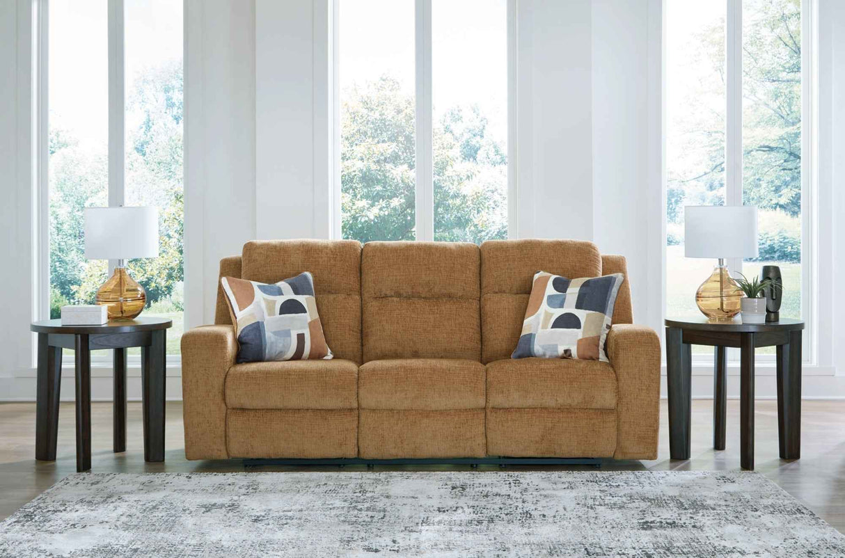 Kanlow Honey Reclining Sofa and Loveseat by Ashley at Eve Furniture
