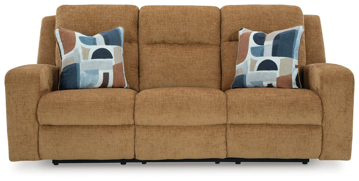 Kanlow Honey Manual Reclining Sofa by Ashley at Eve Furniture
