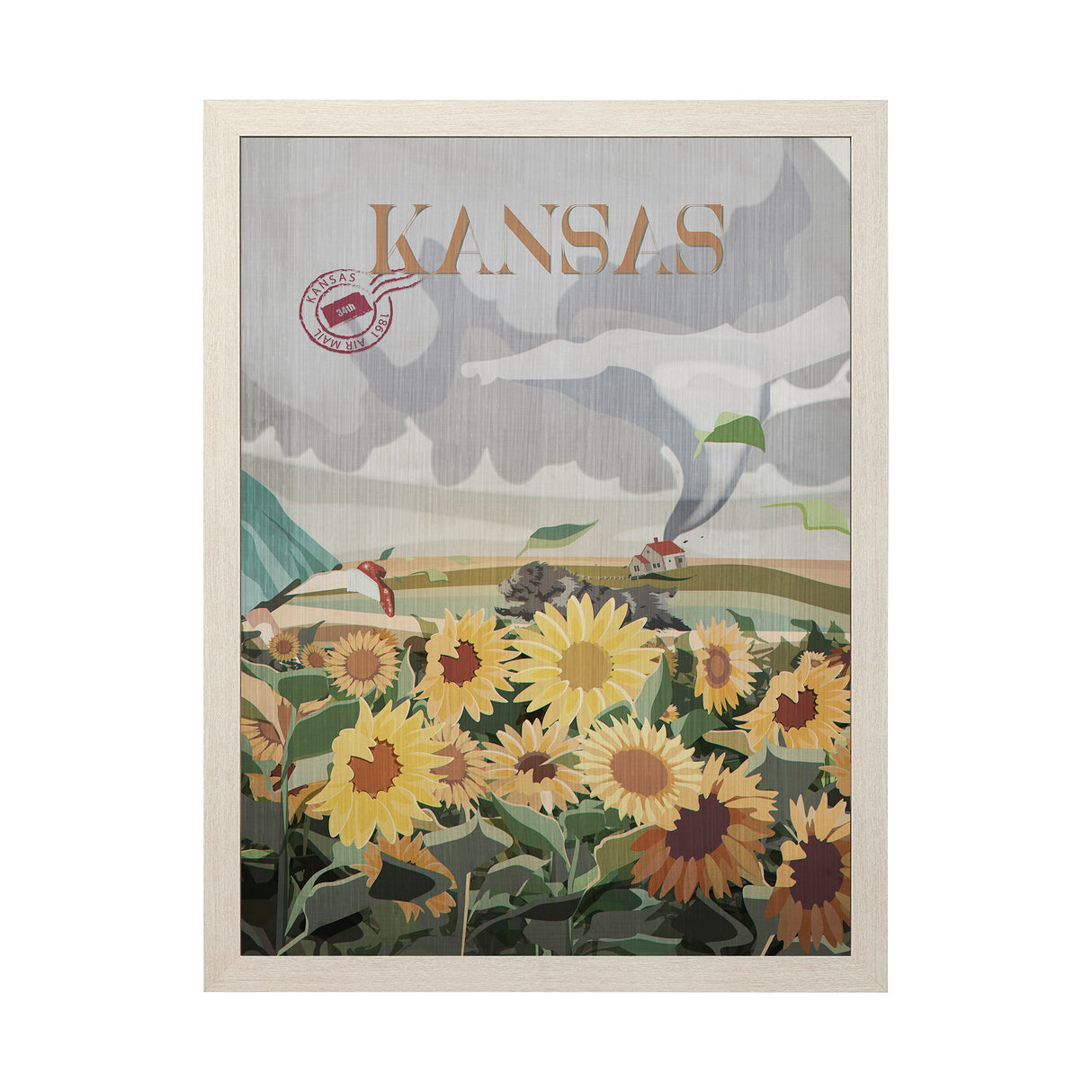 Kansas Go USA (L) by Mercana Studio a Hand Embellished Decograph Framed Art Print by Mercana at Eve Furniture