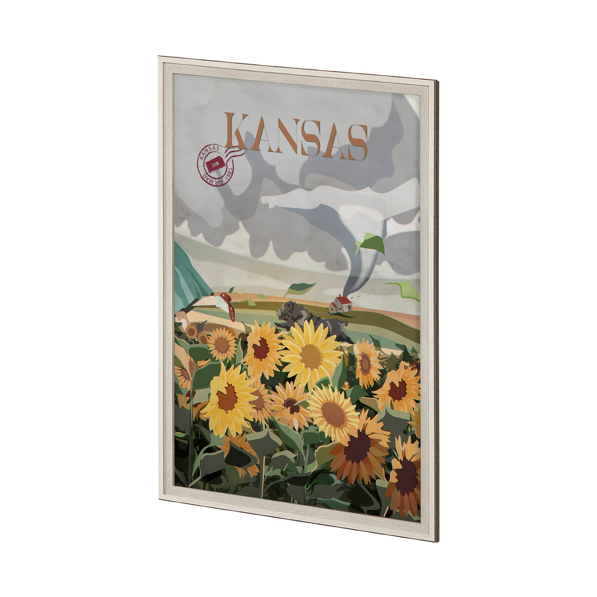 Kansas Go USA (XL) by Mercana Studio a Hand Embellished Decograph Framed Art Print under Glass by Mercana at Eve Furniture