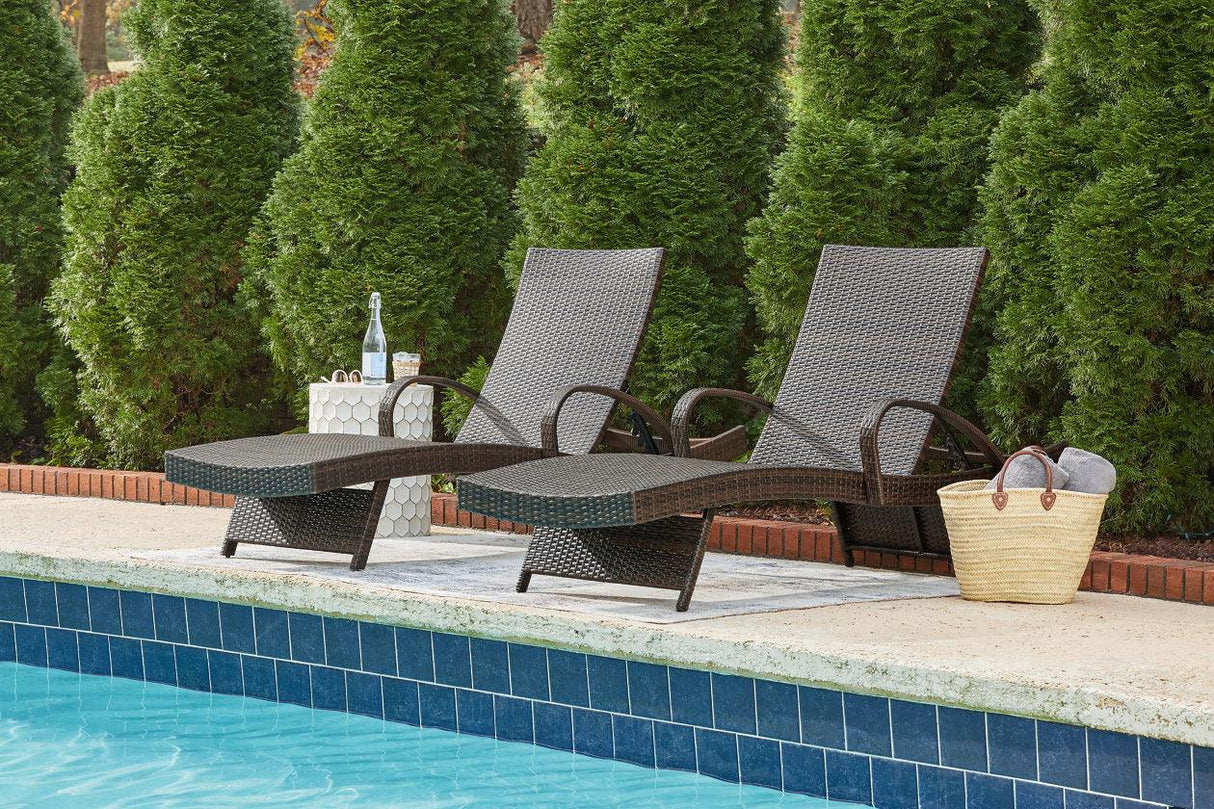 Kantana Brown Outdoor Chaise Lounge (Set of 2) by Ashley at Eve Furniture